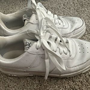 Nike Air Force White Sneakers with Laces